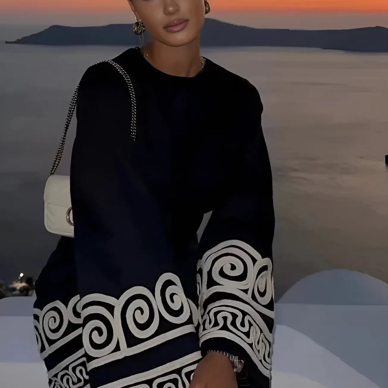 Khloe Uzun Kollu Mini Elbise