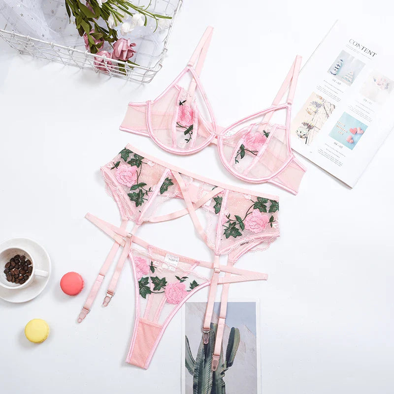 Floral Jartiyer Takımı