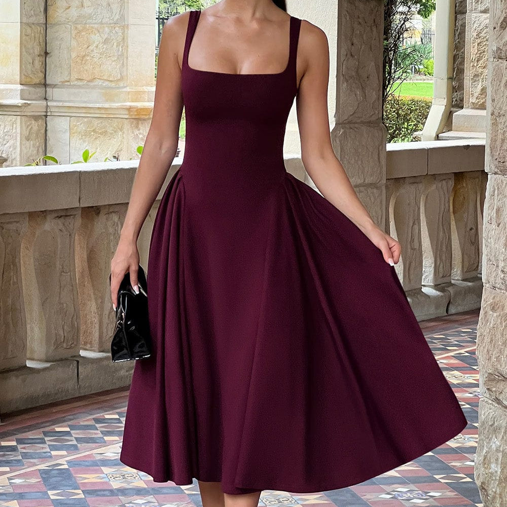 Femme Bordo Midi Elbise