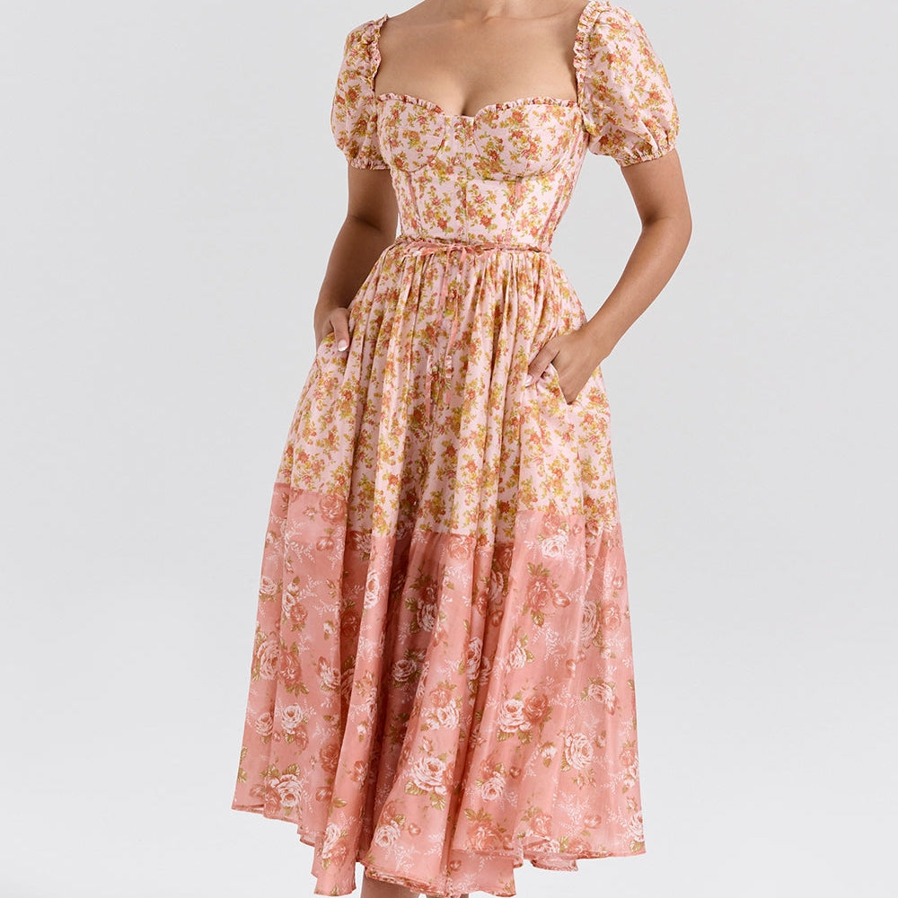 Floral Romance Midi Elbise