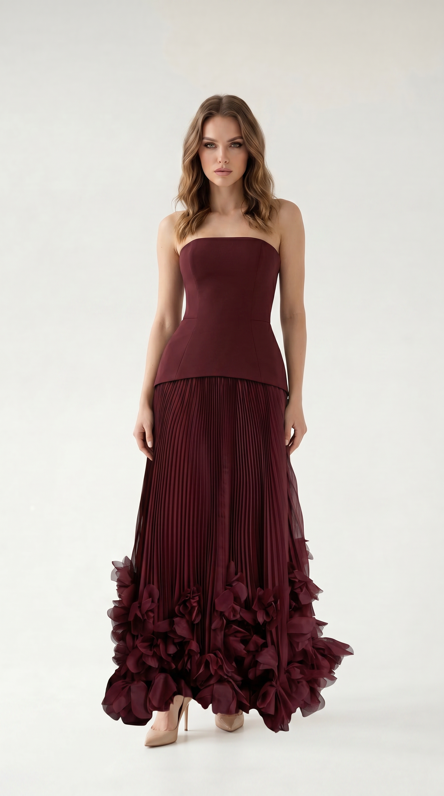 Florienne 3D Cicek Detayli Maxi Elbise