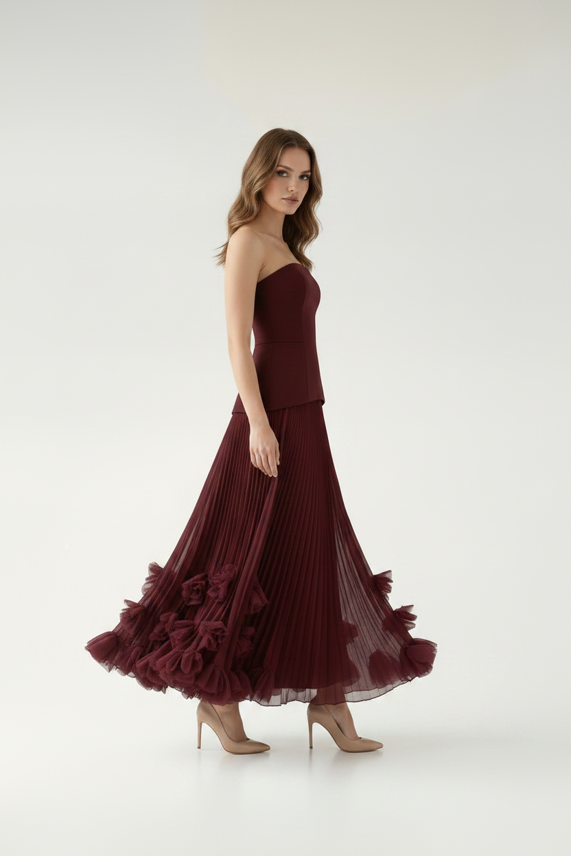 Florienne 3D Cicek Detayli Maxi Elbise