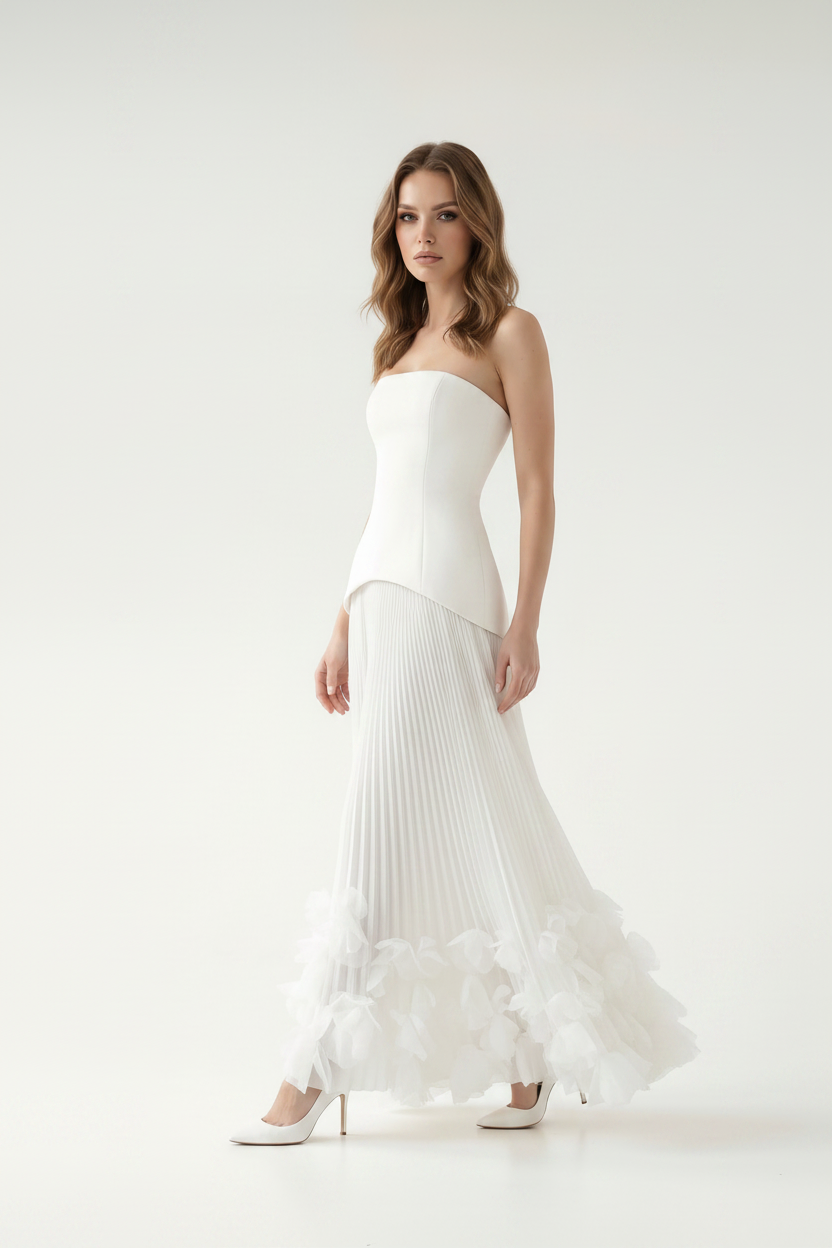 Florienne 3D Cicek Detayli Maxi Elbise